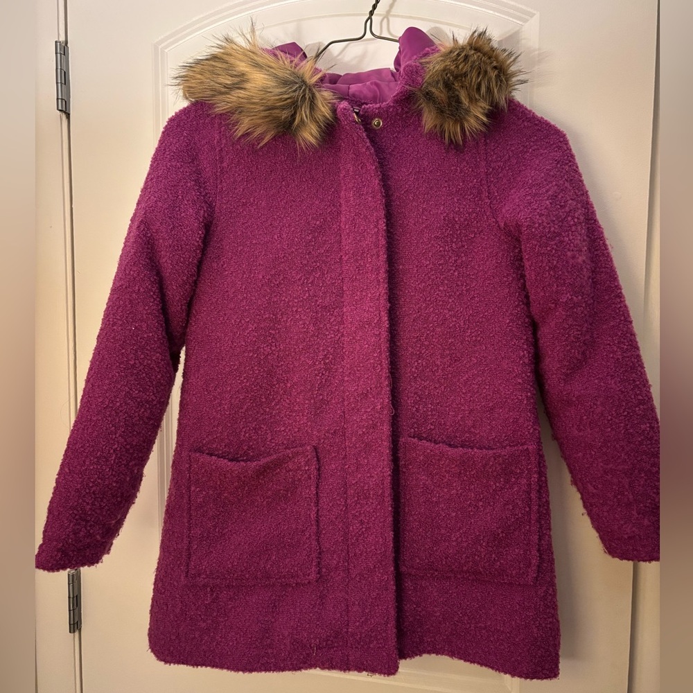 Cat & Jack Fuchsia Kids Puffer Jacket with Faux Fur Collar